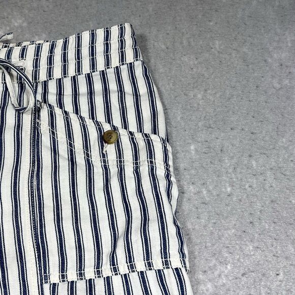 American Eagle Pants Size 10 Blue Striped High Waisted Tapered Leg Cotton - Picture 3 of 10